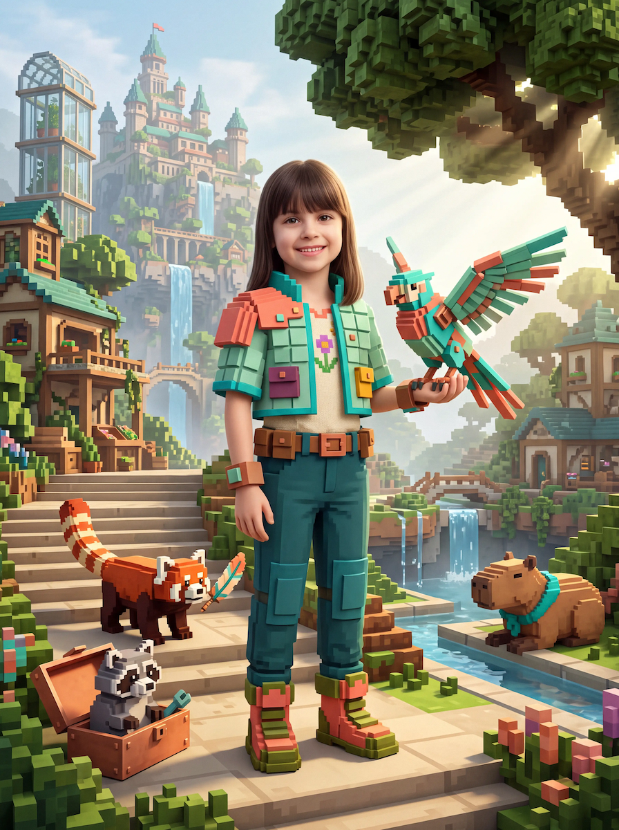 Pixel Kingdom Explorer Girl